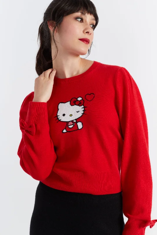 Red Wool-Cashmere Hello Kitty Bow Sweater