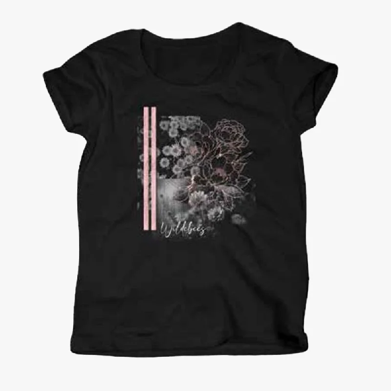 Wildebees Womens Peonies Tp Short Sleeve Tee Black