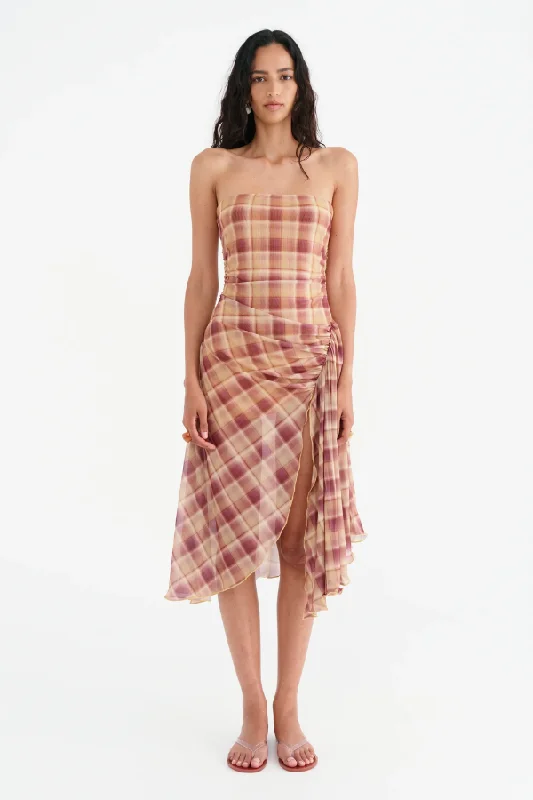 Camilla Hanky Hem Dress Toffee Check