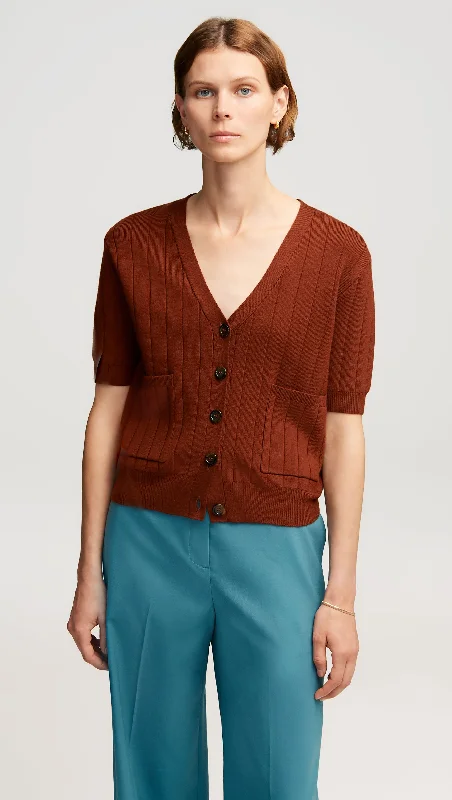 Everyday Shortsleeve Cardigan in Merino Wool | Currant