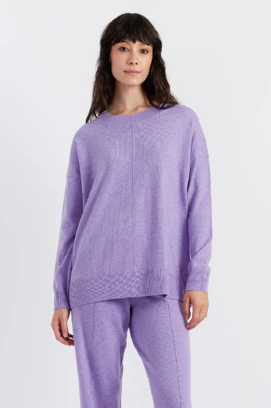 Lavender Wool-Cashmere Slouchy Sweater