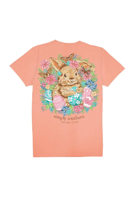 Simply Southern Plus Size Bunny Flowers T-Shirt for Women in Peach | EXT-SS-BUNNY-PEACH