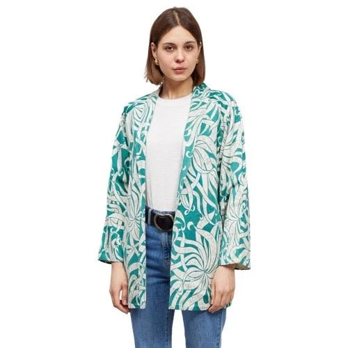 PRINTED OPEN FRONT BLAZER