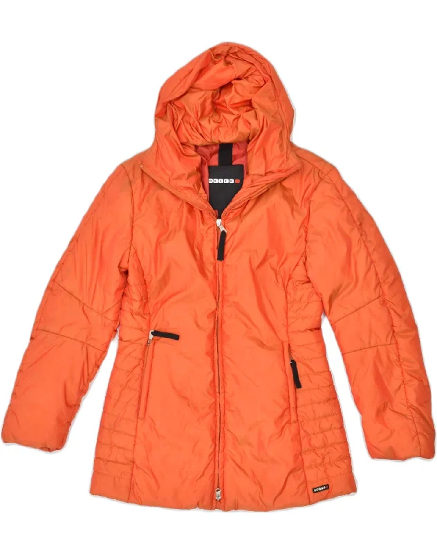 BELFE Womens Hooded Padded Coat UK 6 XS Orange Polyester