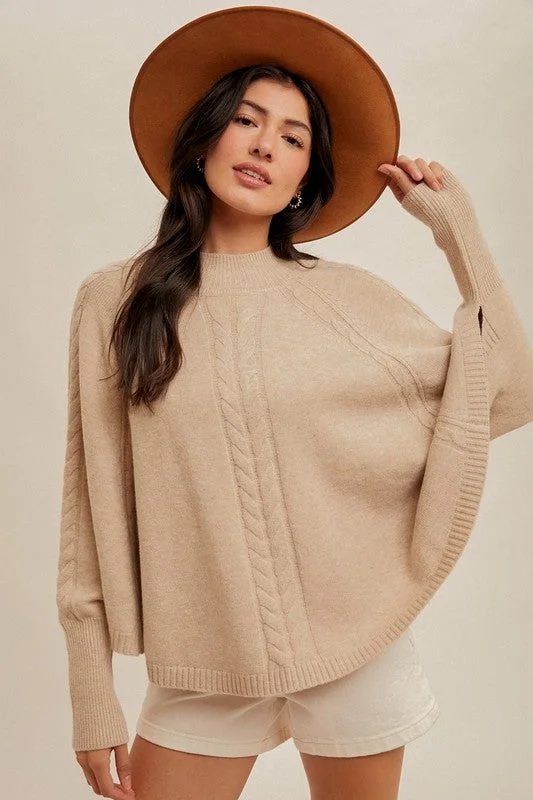 Lauren Cable Knit Sweater Poncho