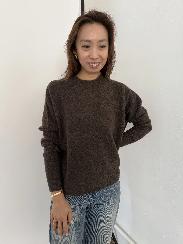 Perry Relaxed Pullover Knit Sweater (Brown)