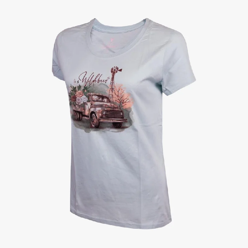 Wildebees Womens Driving Miss Daisy Short Sleeve Tee Fog