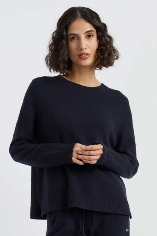 Navy Cashmere Boxy Sweater