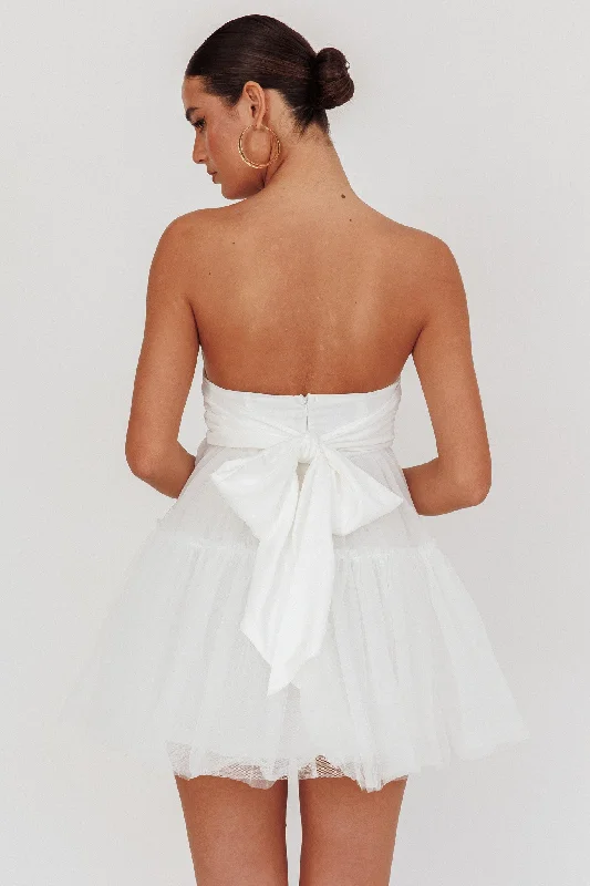 Dreamscape Strapless Tulle Mini Dress White