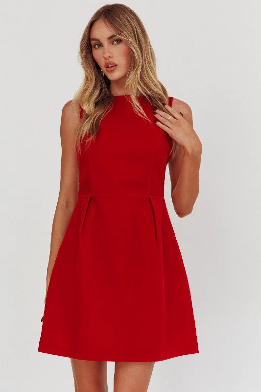 Unrequited Bow Back Mini Dress Red/Pink