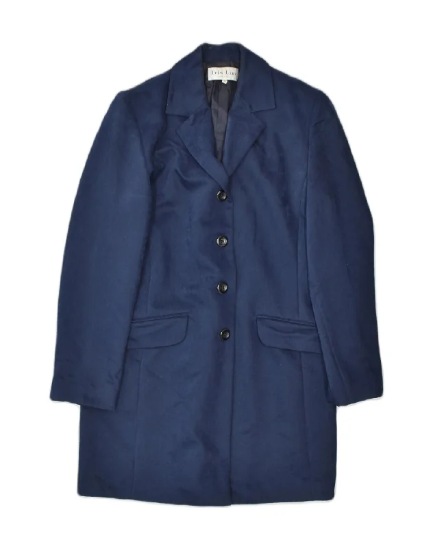 VINTAGE Womens Overcoat IT 42 Medium Blue Viscose