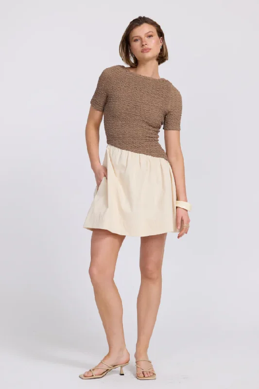 Haven Mini Dress Taupe/Cream