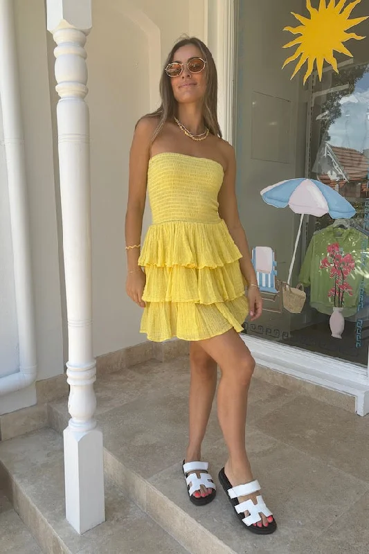 Doris Mini Dress Lemon/Gold