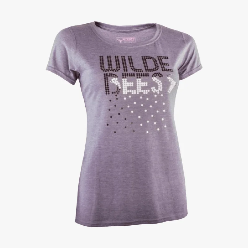 Wildebees Womens Sprangles Drip Short Sleeve Tee Lilac Mel